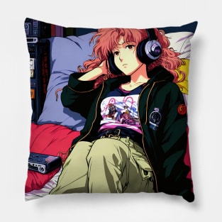 Lost in Lofi Hip hop Music - anime lofi girl  vibe aesthetic Anime 80s Pillow