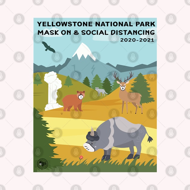 Mak On and Social Distance at Yellowstone National Park - illustration - square by Smyrna Buffalo