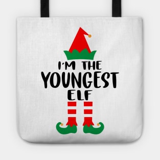 I'm the youngest ELF Family Matching Group Christmas Costume Pajama Funny Gift Tote