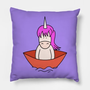 Cute Unicorn on a little boat Pillow