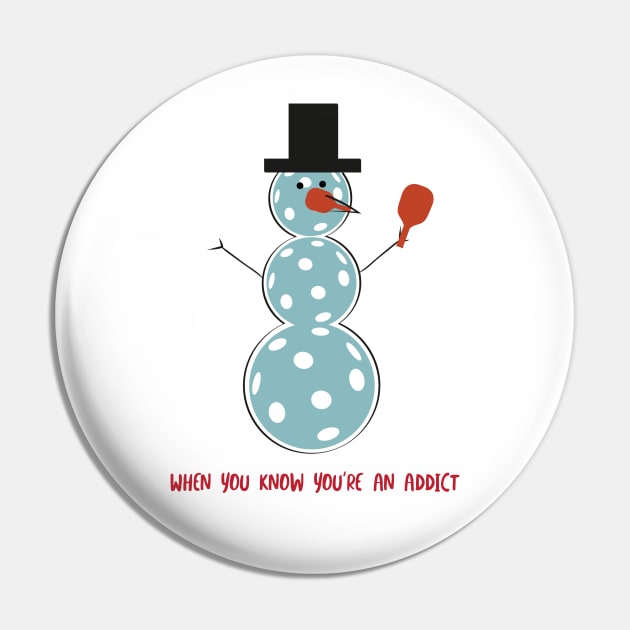 Funny Pickleball Snowman Pin by whyitsme