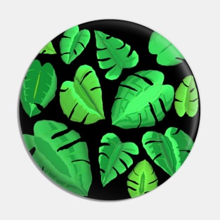 Monstera Plant Leaf Pattern (Black Background) Pin