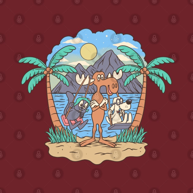 Rocky and friends swing on the beach summer vacation by something_kind