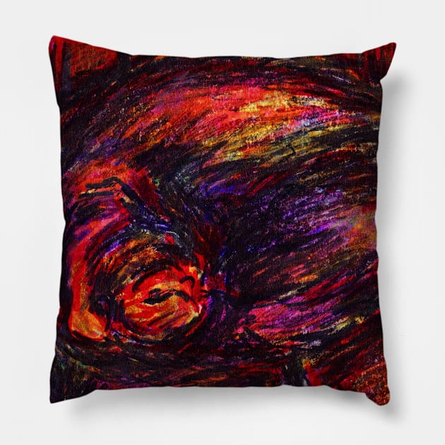 Cute Cat Curled on Couch Pillow by MoronicArts