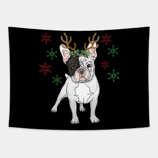 Christmas Reindeer Frenchie Bulldog Tapestry