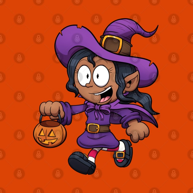 Kid In Witch Costume Trick Or Treating by TheMaskedTooner