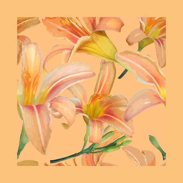 Tiger Lilies on Peach Repeat 5748 by ArtticArlo