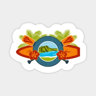 Hawaiian Island Ocean Sea Diamond Head Emblem Magnet