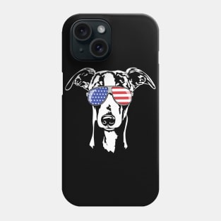 Funny proud Whippet with American Flag sunglasses Phone Case