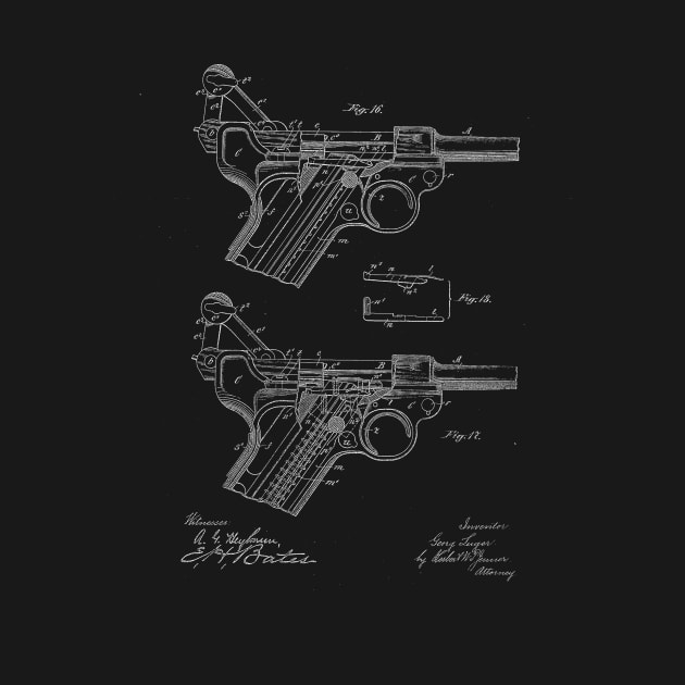 recoil loading small arms Vintage Patent Drawing by TheYoungDesigns