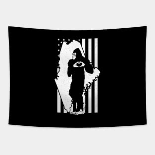 Maine Bigfoot American Flag Tapestry