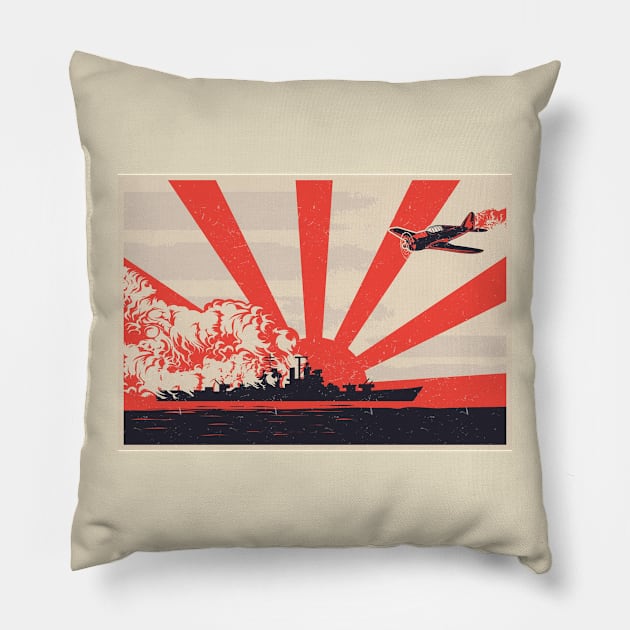 Pearl Harbor Pillow by MaybeYesMaybeNo Art.