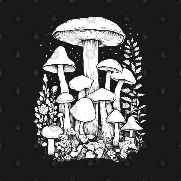 Mushrooms Woodland Boho by Trippycollage