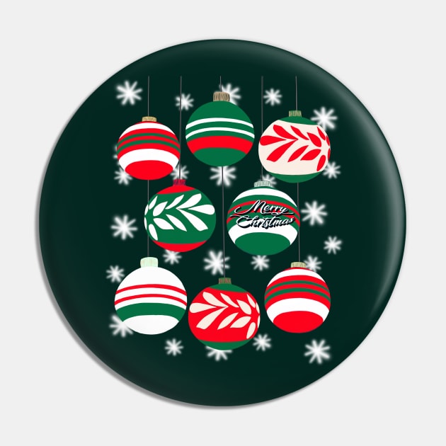 Christmas Holidays Baubles in Green and Red Pin by OneThreeSix