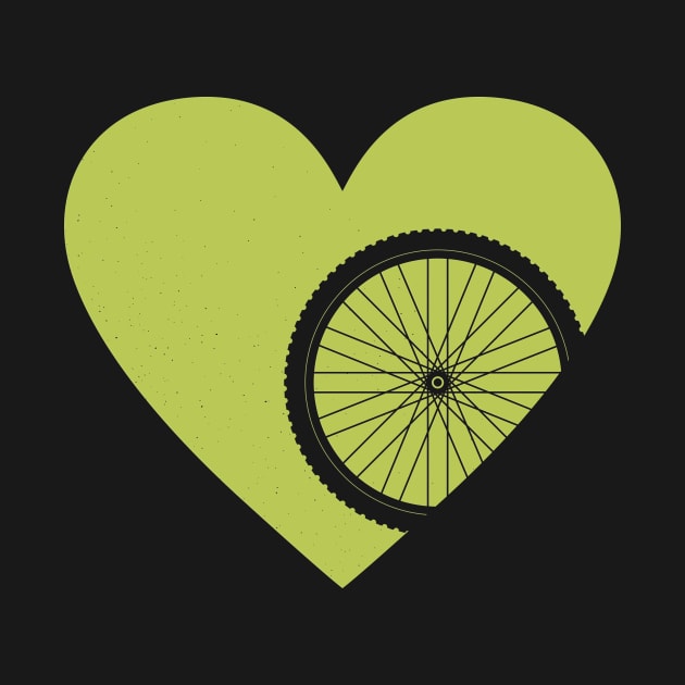 Heart with Mountain Bike Wheel for Cycling Lovers by NeddyBetty