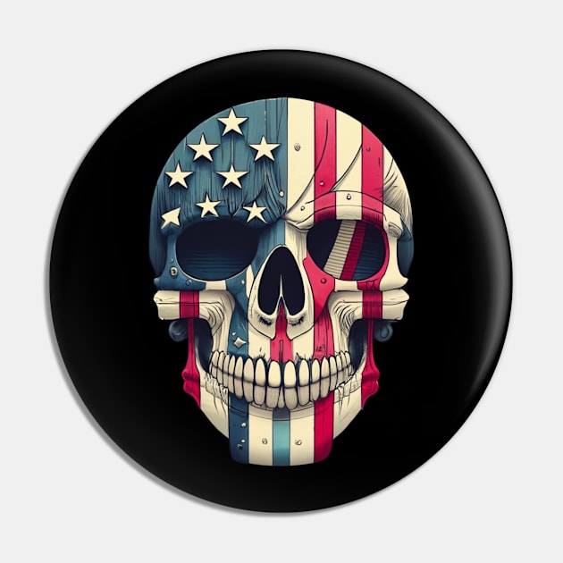 American Flag Skull Pin by SOS@ddicted