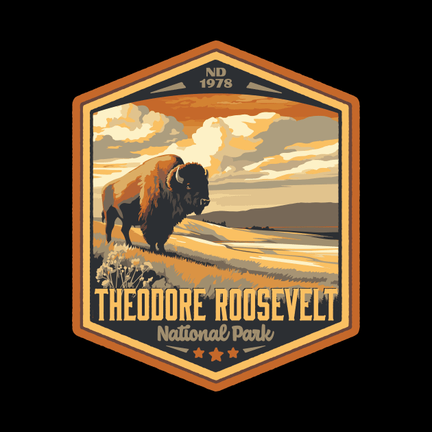 Theodore Roosevelt National Park Vintage WPA Style Outdoor Badge by GIANTSTEPDESIGN