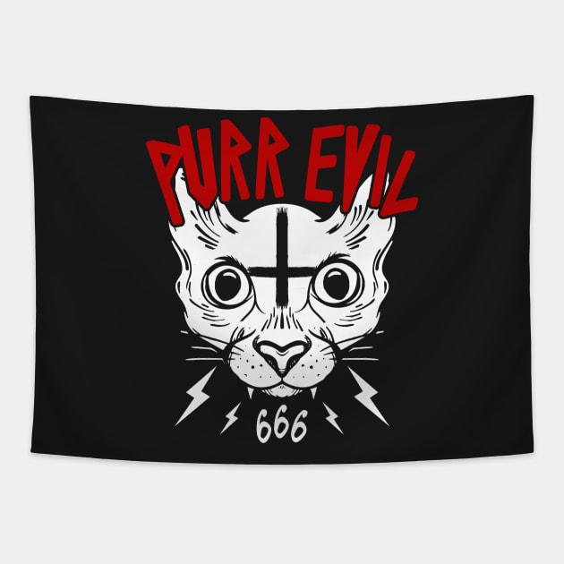 PURR EVIL - SATANIC CAT - OCCULT CAT - FUNNY CAT OCCULT Tapestry by ShirtFace