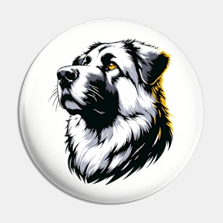 Stunning and Cool Anatolian Shepherd Dog Monochrome and Gold Portrait for Father's Day Pin