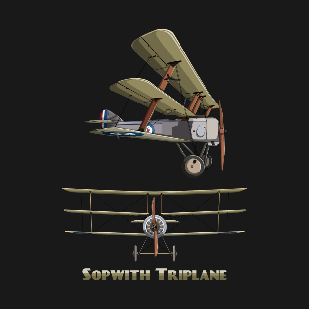 Discover Sopwith Triplane British WW1 Fighter Plane Diagram Gift - Sopwith Triplane Diagram - T-Shirt