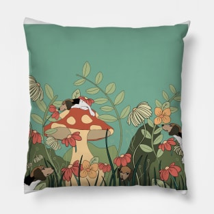 Beagle Mushroom Garden Pillow