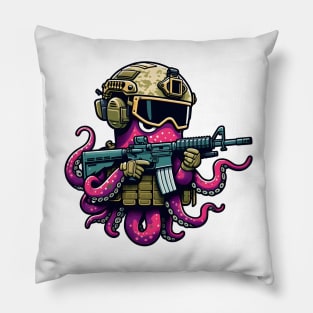 Tactical Octopus Adventure Tee: Where Intelligence Meets Style Pillow