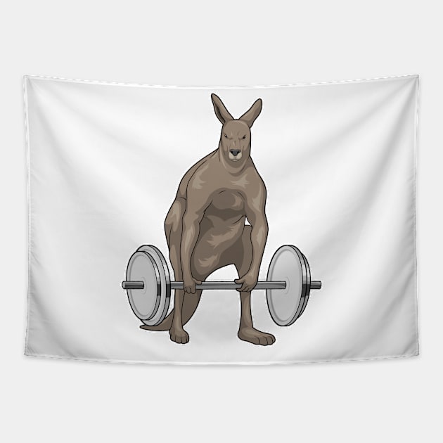 Kangaroo Bodybuilding Dumbbells Tapestry by Markus Schnabel