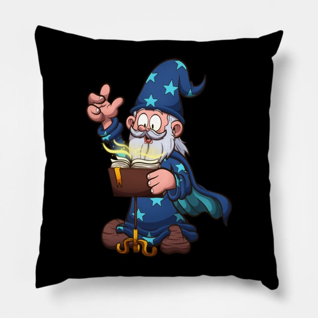 Wizard Casting A Spell Pillow by TheMaskedTooner