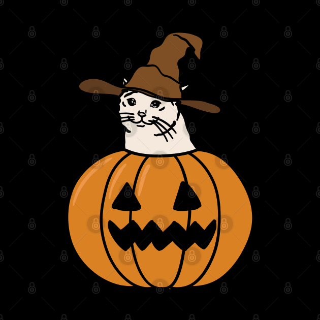 Crying Cat Meme In Pumpkin For Halloween by strangelyhandsome