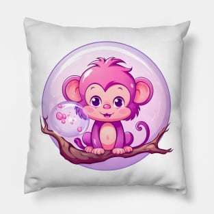 Purple Monkey in a Bubblegum Tree Pillow