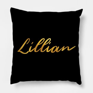 Lillian Name Hand Lettering in Faux Gold Letters Pillow