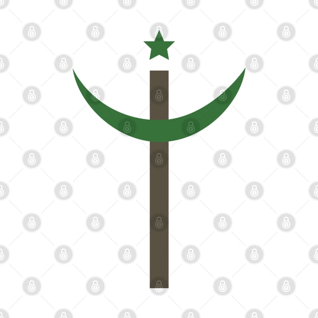 Combination of Crescent with Cross religious symbols in flat design icon by wavemovies