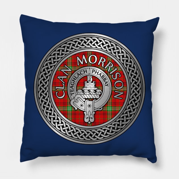 Clan Morrison Crest & Tartan Knot Pillow by Taylor'd Designs