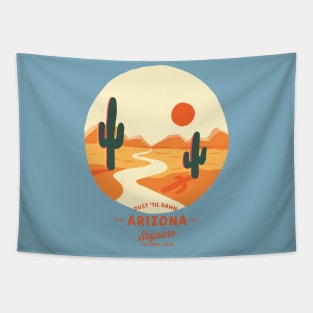 Cool Retro Saguaro National Park, Arizona Summer Travel & Adventure Art Tapestry