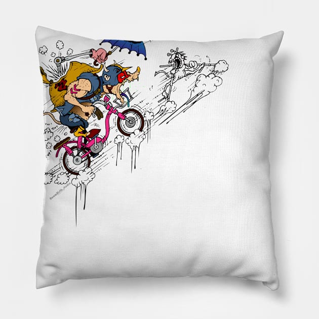 skater turtle bycicle climb Pillow by roombirth