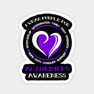 I WEAR PURPLE FOR ALZHEIMER AWARENESS NEVER GIVE UP Gift Magnet