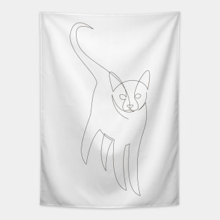 Cat One Line Drawing Tapestry