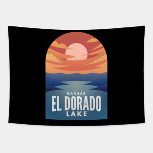 El Dorado Lake KS Retro Sunset Tapestry