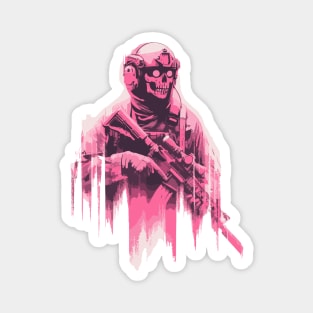 Retro pink skull soldier Magnet
