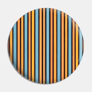 Vertical Retro Stripes Pattern Orange and Light Blue Pin