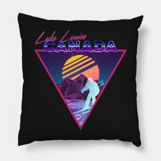 Retro Vaporwave Ski Mountain | Lake Louise Canada | Shirts, Stickers, and More! Pillow