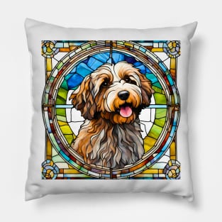 Stained Glass Aussiedoodle Pillow