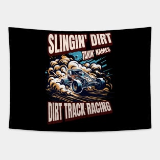 Slingin Dirt Takin Names Dirt Track Racing Dirt Track Car Racecar Kart Racetrack Speedway Tapestry