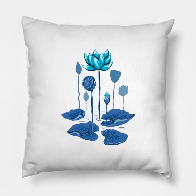 Blue lotus Pillow by Veleri