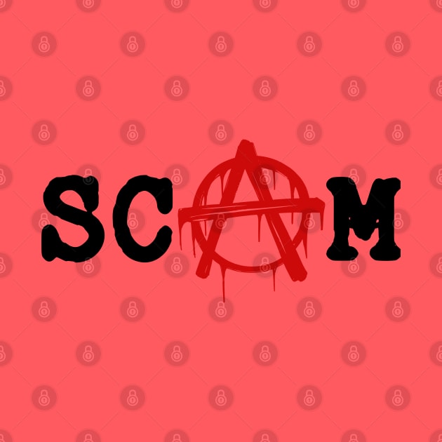SCAM // Anarchy red logotype. Minimalistic old font lettering by MSGCNS