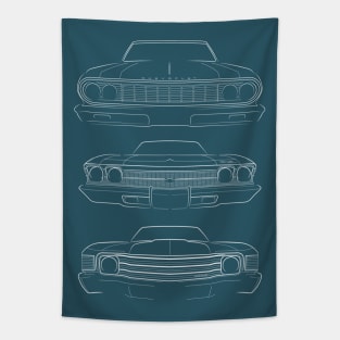 Evolution of the Chevelle - front stencil, white Tapestry