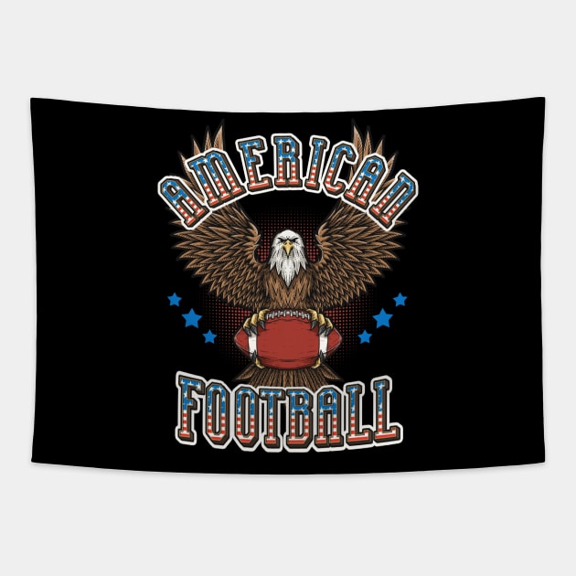 American Football USA Flag Bald Eagle Sports Fan Tapestry by Foxxy Merch