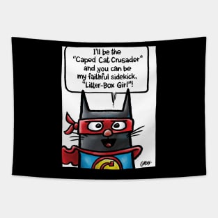 The Caped Cat Crusader Tapestry