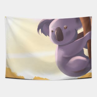 A koala hanging from a tree Tapestry