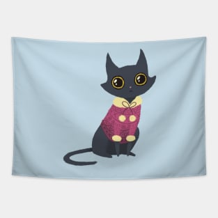 Cozy cat red Tapestry